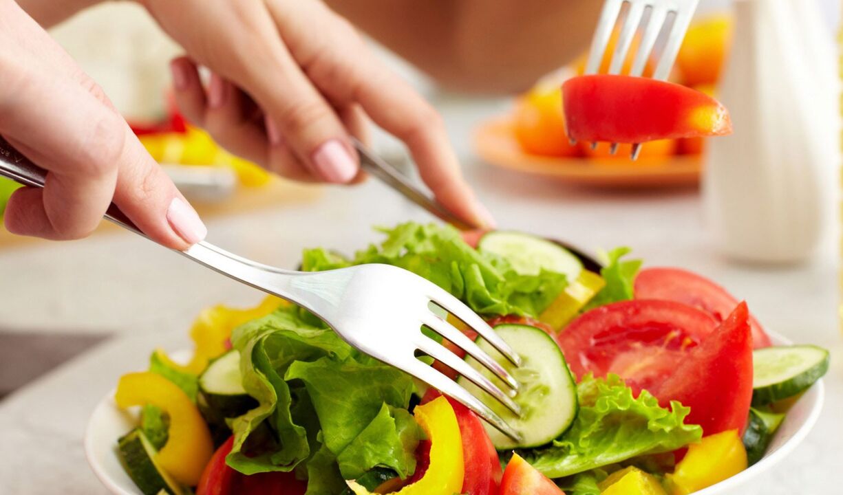 vegetable salad during the removal of parasites